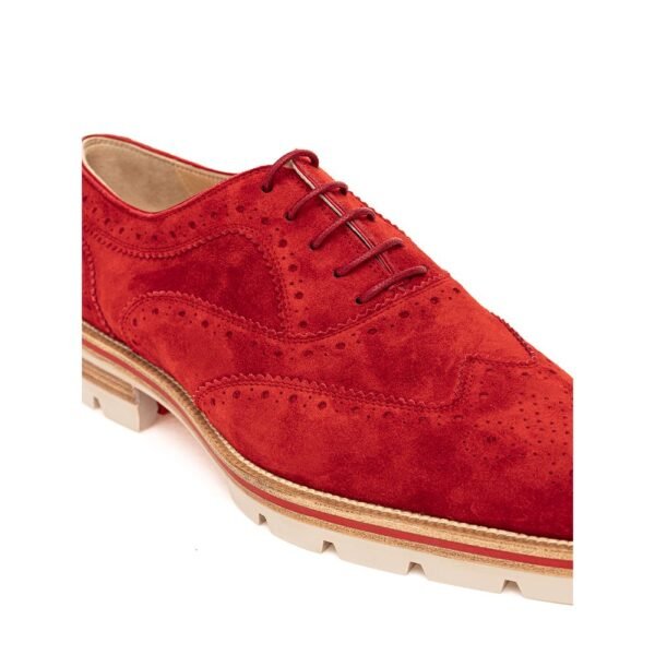 Christian Louboutin Red Suede Flat Shoe - Image 4