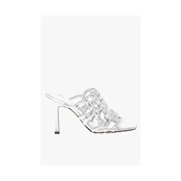 Bottega Veneta Silver Leather Sandal - Image 4